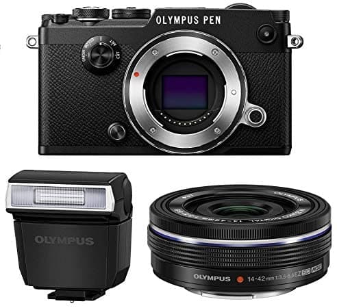 Olympus Pen-F Mirrorless Micro Cuatro Tercios Cámara Digital Con Olympus M.Zuiko Digital Ed 0.551-1.654 In F/3.5-5.6 Ez Lente (Negro) Olympus PEN-F Digital Camera