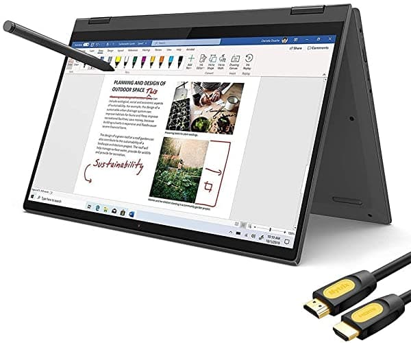 Lenovo Flex 5 2 En 1 Pantalla Táctil Portátil 14" Fhd Amd Ryzen 5-4500U 4.0 Ghz 16Gb Ddr4 Ram 256Gb Ssd Fp Lector Retroiluminado Kb Tipo C Hdmi Wifi Webcam Digital Pen Mytrix Hdmi Cable Win 10 Flex 5 14ARE