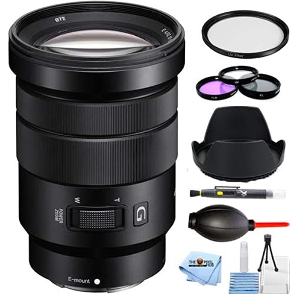Sonybh Sony E Pz 0.709-4.134 In F/4 G Oss Lente Selp18105G Pro Paquete Incluye 3 Piezas Hd Kit De Filtro Uv Tulipán Lente De Capucha Pluma De Limpieza Soplador Paño De Microfibra Y Kit De Limpieza