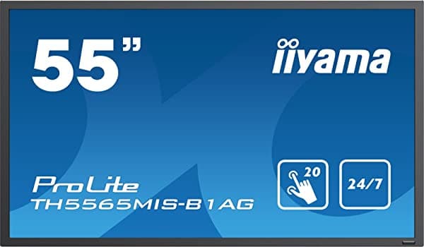 Iiyama 55" Negro Led Gran Formato Visualización Táctil 1920 X 1080 24/7 Funcionamiento 400 Cd/M2 TH5565MIS-B1AG