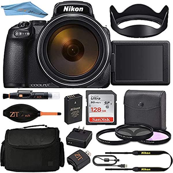 Cámara Digital Nikon Coolpix P1000 (Negro) 26522 + 128 Gb 4K Zeetech Pro Kit De Accesorios NKP1000