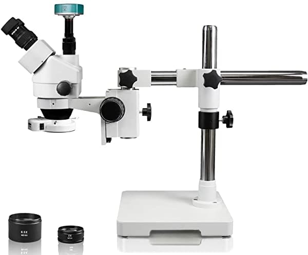Vision Scientific - Microscopio Estéreo Trinocular Con Zoom (Ocular de Campo Amplio 10X, Zoom 0.7X-4.5X, 7X-45X Aumentos, Soporte de Brazo de Alta Definición) VS-3FZ-IFR07-3609NS