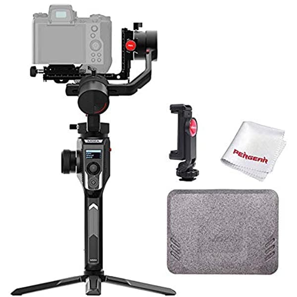 Moza AirCross 2 Gimbal de Mano de 3 Ejes para Cámaras Sin Espejo de Hasta 3.2 kg/7 lb, Fácil Configuración de Parámetros, Auto Tuning, 12 Horas de Funcionamiento, Carga Rápida 18W, con Soporte de Teléfono MOZAAIRCR2