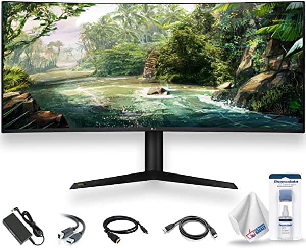LG UltraGear 38GL950G-B Monitor Gamer 38" 21:9 Curvo 144Hz G-Sync IPS con HDMI, DisplayPort, Kit de Limpieza LCD y Cesta de Microfibra - Paquete Base 38GL950GEDI_1