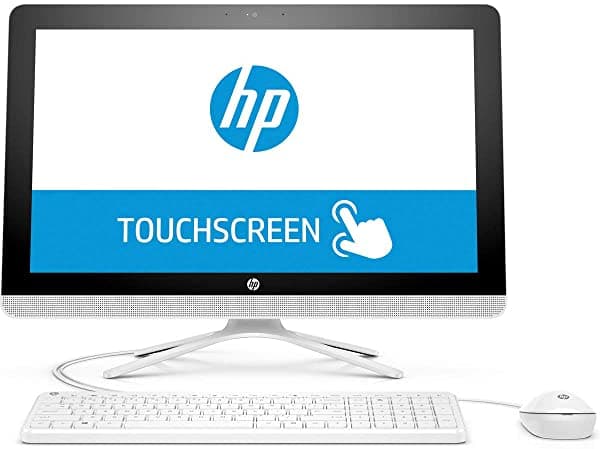 HP 2018 Newest All-in-One 21.5" PC de Escritorio Táctil IPS Full HD, Procesador Quad-Core Intel Pentium J3710, 4GB RAM, 1TB HDD, HDMI, DVD, WiFi, Webcam, Teclado + Ratón, Windows 10 - Blanco Nieve 22-aio