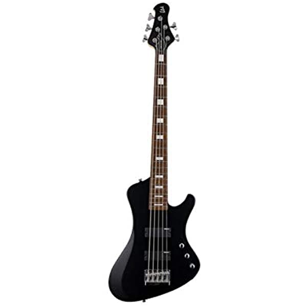 ESP LTD Stream-205 Guitarra Eléctrica de Cuerpo Sólido de 5 Cuerdas con Cuerpo de Caoba, Mástil de 3 Piezas de Arce, Diapasón de Jatoba Tostado y Ecualizador Activo de 2 Bandas - Satinado Negro LSTREAM205BLKS