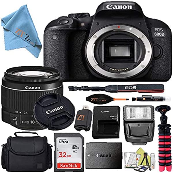 Canon Eos T7I/800D Cámara Dslr Con Lente Canon Ef-S 0.709-2.165 In + Funda + Tarjeta Sd De 32Gb + Más + Gamuza Zeetech (Starter 32Gb) CANON 800D CAMERA