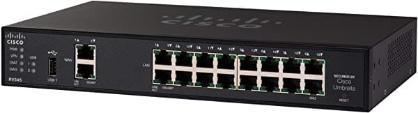 Cisco RV345 VPN Router con 16 puertos Gigabit Ethernet (GbE) más doble WAN garantía limitada de por vida (RV345-K9-NA)