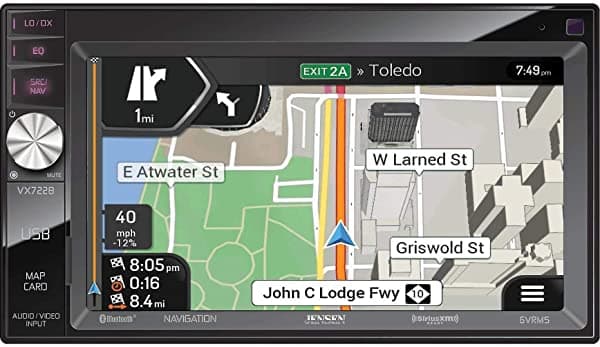 Jensen Vx7228 - Pantalla Táctil Lcd Retroiluminada Para Coche (62 Pulgadas Doble Din Estéreo Con Navegación Integrada Bluetooth Siriusxm Ready Y Puertos Usb/Microsd