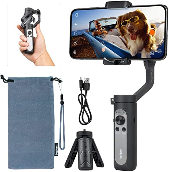 Hohem iSteady X estabilizador gimbal plegable de 3 ejes para smartphone 0.5 libras liviano gimbal de mano para teléfono youtuber vlogger video en vivo para iPhone 11 Pro Max/11/Xs Max/Samsung Android - negro iSteadyX-BK