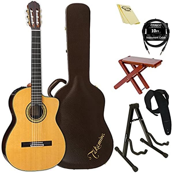 Takamine TH5C-KIT-2 guitarra acústica de cuerdas de nylon estuche rígido y accesorios de ChromaCast