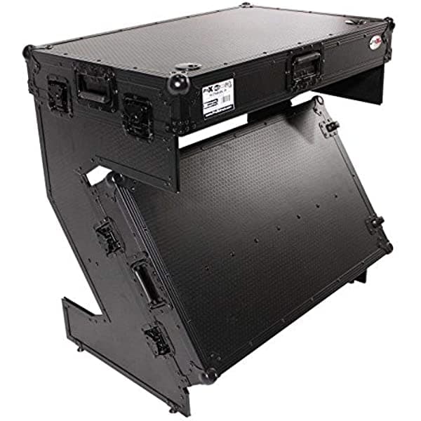 ProX XS-ZTABLEBL JR Mesa DJ Plegable Estilo Flight Case con Manejas y Ruedas - Negro