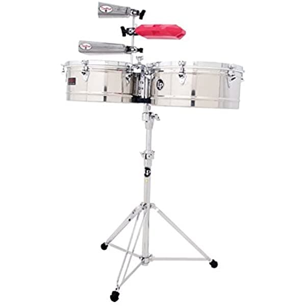 Latin Percussion Prestige Timbales de acero inoxidable (14" y 15") - LP1415-S, timbales profesionales de alta calidad.