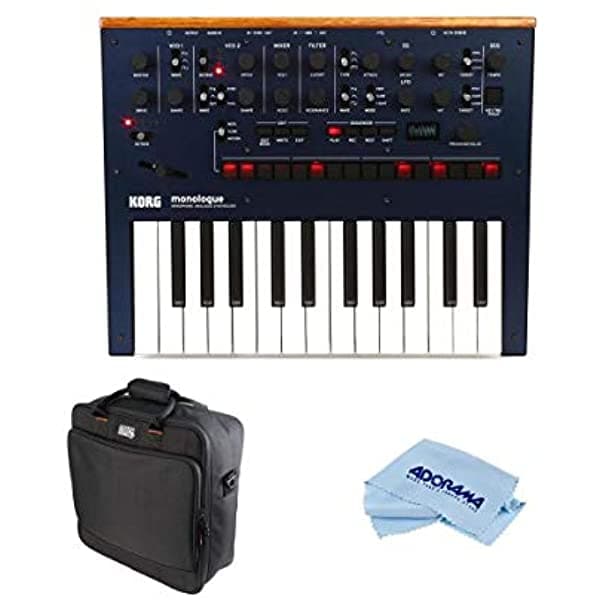 Korg Monólogo Monofónico Analogo Sintetizador 80 Presets Bundle Azul Dark Gator Cajones Actualizado De Equipos De Mixer De Nylon Acolchado Fondo De Microfibra