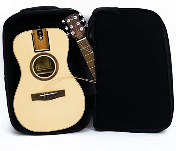 Journey instrumentos Lefty Solid Sitka Guitarra De Viaje - Of420L Zurdo Viajero Acústico-Eléctrico Guitarra Plegable - Mochila Portátil (Arriba)