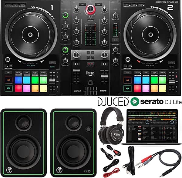 Hercules Djcontrol Inpulse 500 Controlador De Software Dj De 2 Canales Con Patas Retráctiles Y Monitores De Estudio Cr3-X