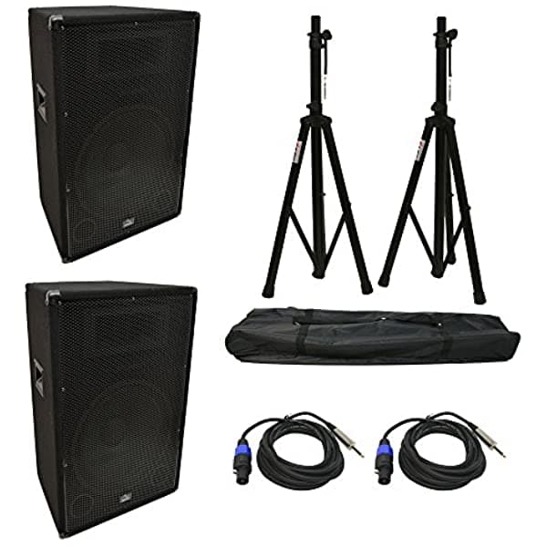 Harmony Audio HA-V15P DJ Altavoz PA de 15" 900W con Cables Speakon a 1/4" y Soportes HA-PA-PACKAGE122