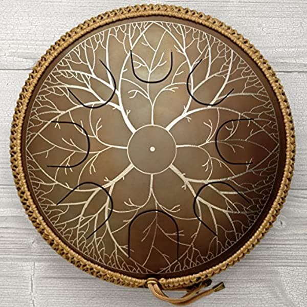 Guda Drum Freezbee Brown Tree Design Decoración De Cuerda Y Fondo De Viaje De Calidad