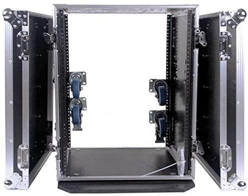 Deejay LED TBH14UADW Rack Duradero 14U con Ruedas, Estuche de Viaje para Amplificador de DJ de 18 Pulgadas Profundidad Estándar, Touring, 4 Manijas Retráctiles Cromadas con Resorte