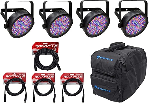 4 Chauvet Slimpar56 Slim Par Can 56 Led Luces Dmx Control+Gear Funda+Cables 4) SLIMPAR56+CHS-SP4+RDX3M25+(3) RDX3M10