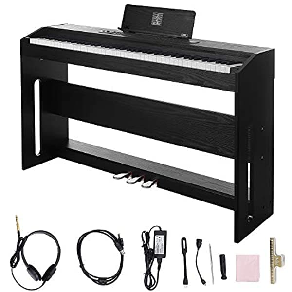 Piano Digital Belifeglory 88 Teclas De Piano Eléctrico Para El Hogar Teclado Eléctrico Para Principiantes Y Adultos Con 3 Pedal Tablero Soporte De Música Adaptador De Corriente Auriculares Libro De Instrucciones