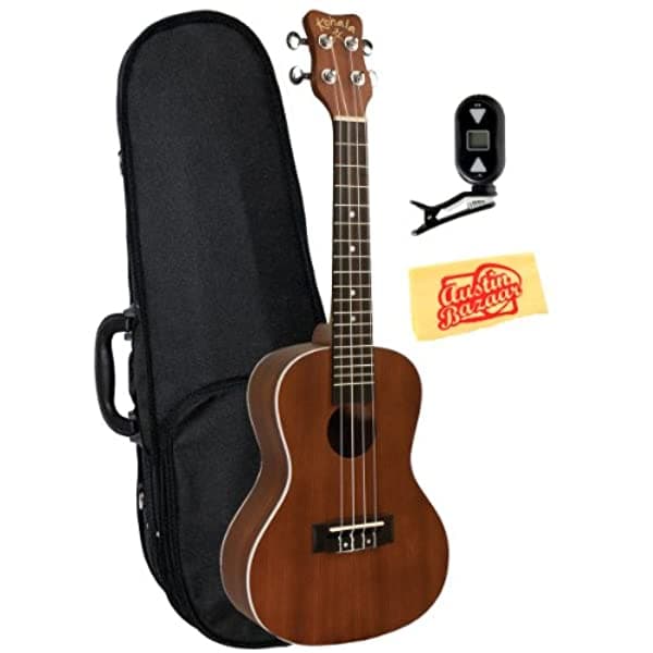 Kohala Akamai Ak-C Concierto De Caoba Ukulele Bundle Polyfoam Case Digital Afinador Y Pulido De Tela Natural
