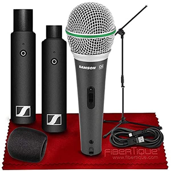 Sennheiser XSW-D XLR Base Digital Sistema de Micrófono Plug-On Inalámbrico Q6 con Micrófono Dinámico de Mano + Soporte de Micrófono y Antiviento
