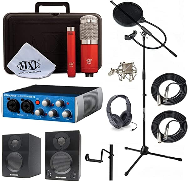 Inicio Grabación Studio Bundle Mxl 550 551R Sr350 Stand Presonus Audiobox Usb 96 Samson Media One Bt3 Parlantes