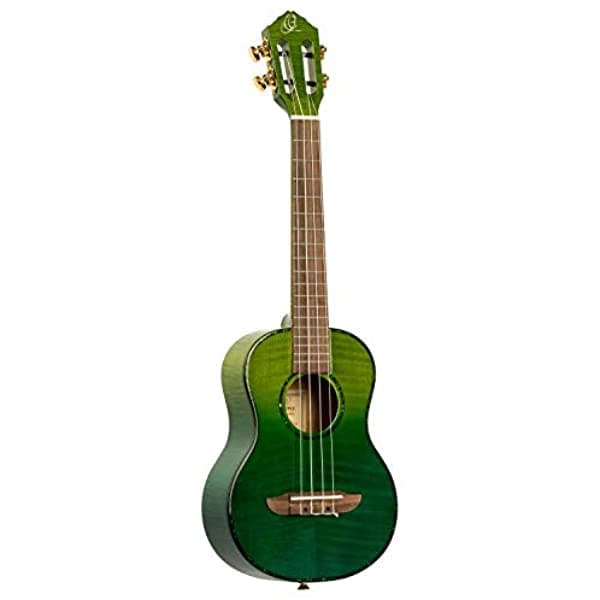 Ortega Guitars RUPR - Ukulele Tenor de la Serie Prism con Clavijero Ranurado y Bolsa, Derecho, Degradado Ivy (RUPR RUPR-IVY