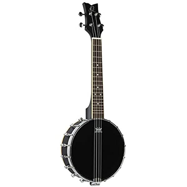 Ortega Guitars OUBJ100-SBK, Serie Banjolele de 4 Cuerdas, Banjo-Ukelele con Bolsa, para Diestros