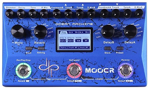 Mooer Ocean Machine Pedal de efectos para guitarra premium dual con delay, reverb y looper