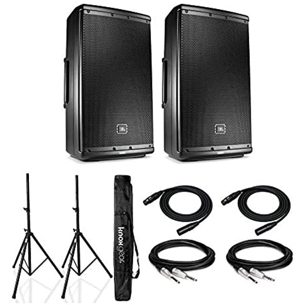 JBL EON612 Parlante potenciado de 12 pulgadas, sistema de refuerzo de sonido, bundle con cables Knox Gear de servicio pesado, 7 elementos EON612_K1