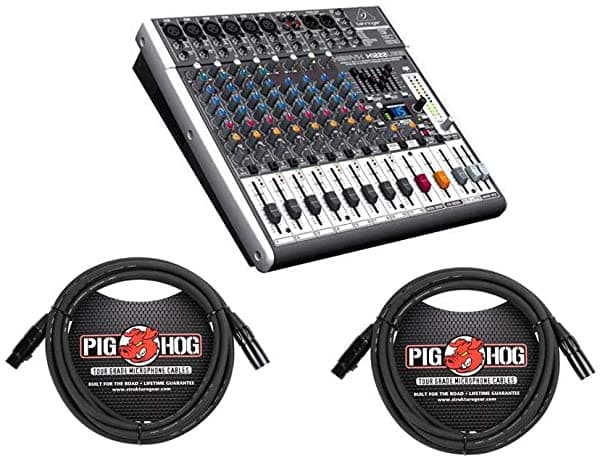 Behringer Xenyx X1222Usb Premium 12-Entradas 2 Mezclador De 2 Bus Preamplificadores De Micrófonos Y Compresores Británicos 2 Paquete 15 '8 Mm Xlr Cable Micrófono