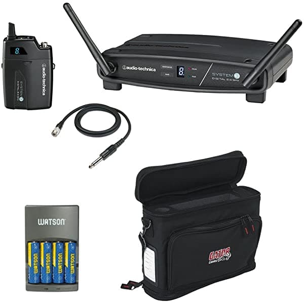 Audio-Technica ATW-1101 System 10 Set inalámbrico para guitarra con GM-1W Mobile Pack y kit de cargador rápido de 4 horas