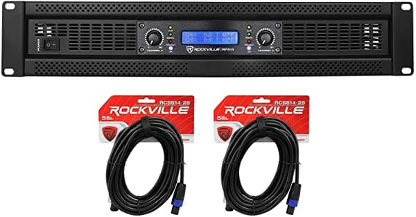 Rockville Rpa14 7000W Peak 2000W Rms 2 Canales Amplificador Pro Dj Amp+Cables