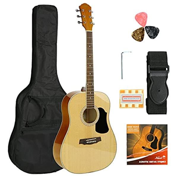 Kapok 6 Full 41 Guitarra Acústica Funda & More Accessoriesscuerdaspicksstrap Y Pitch Pipes Natural Az-D28N 4 4 Pack