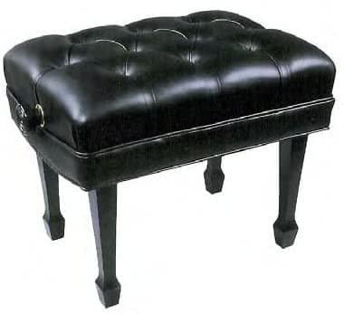 Jansen Artista Estándar Banco De Piano Acolchado Ebony Satin Finish Tapicería De Vinilo Negro Pegas De Espada