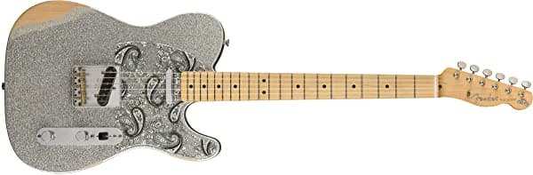 Fender Brad Paisley Road Worn Telecaster Guitarra Eléctrica, Acabado Silver Sparkle, Diapasón de Arce 145902317