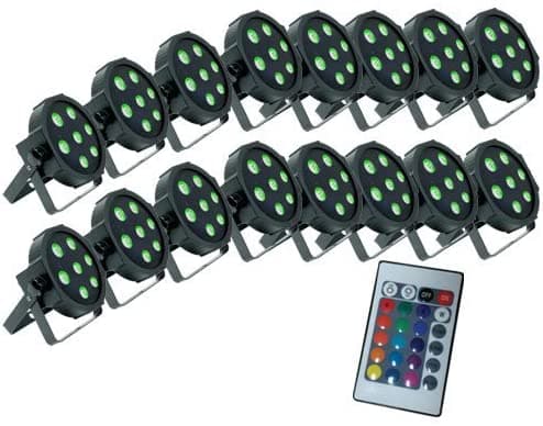 Adkins Professional lighting Sistema De Iluminación Ascendente 16 Color Quad De Piso 7 X 10 Vatios Rgbw Up Luces Easy Remote Control upsys-22