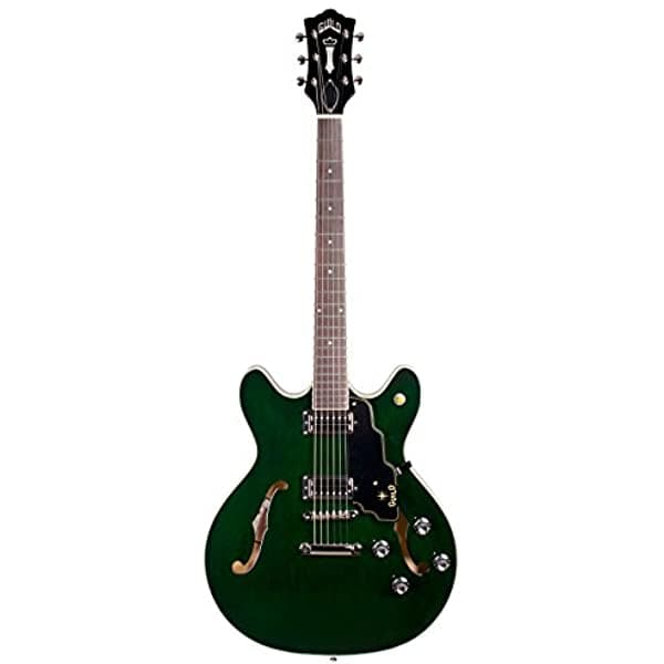 Guild Guitarras Starfire Iv St - Guitarra Eléctrica Semihueca De Cuerpo Semipreso Color Verde Esmeralda Doble Corte Con Cola De Parada Colección Newark St. Con Estuche Rígido 379-2110-856