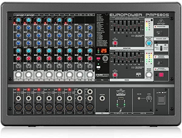 Behringer Pmp580S 500 Vatios 10 Canales Potenciados Mixer Klark Teknik Multi-Fx Procesador Compressors Black