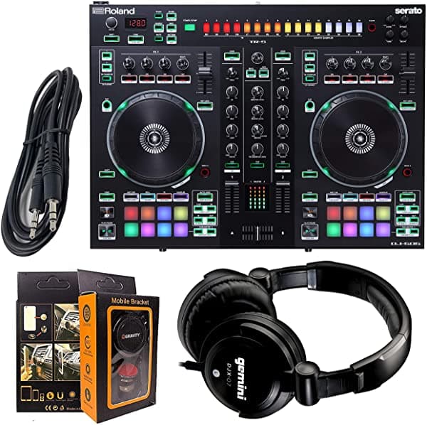 Roland Pk Dos Canales De 4 Pisos Serato Dj Controlador Dj-505 + Géminis Djx-07 Auricular Free 3 Mm Aux Cable Y Montura De Automóvil Magnet DJ-505 | DJX07