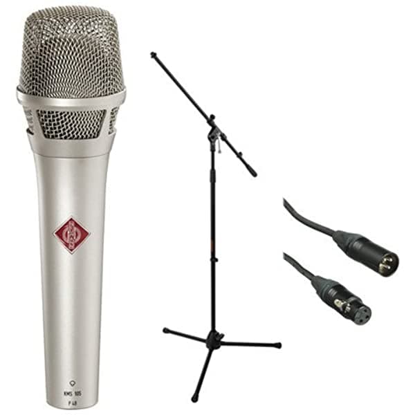 Neumann KMS 105 Micrófono Condensador para Voces en Vivo Nickel con Cable XLR y Soporte de Micrófono 10782811