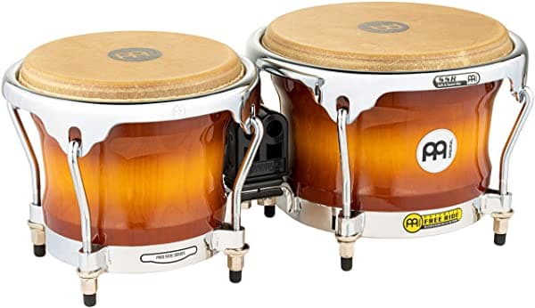 Meinl Percusión Fwb400Gab Serie De Viaje Gratis Wood Bongos Gold Amber Sunburst Finish