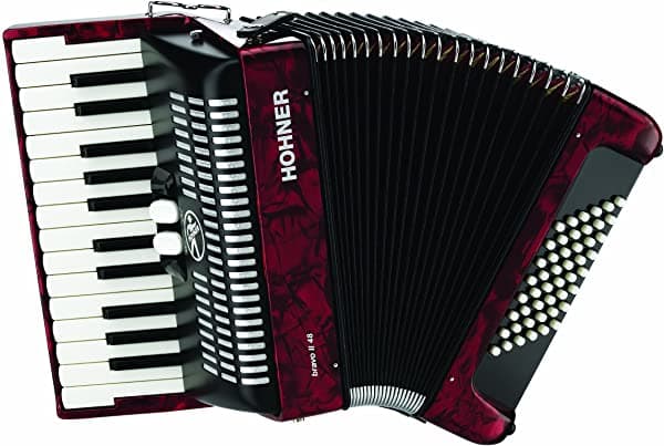 Hohner Accordions Br48R-N - Acordeón De Piano De 26 Teclas 48 Bajos Rojo