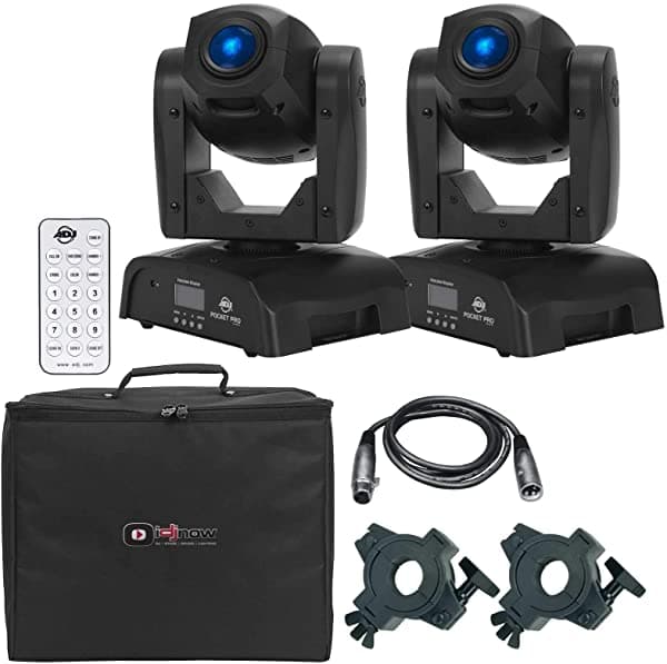 American DJ Pocket Pro (2) Cabezas Móviles Mini de Alta Potencia con Paquete de Control Remoto Universal UC-IR