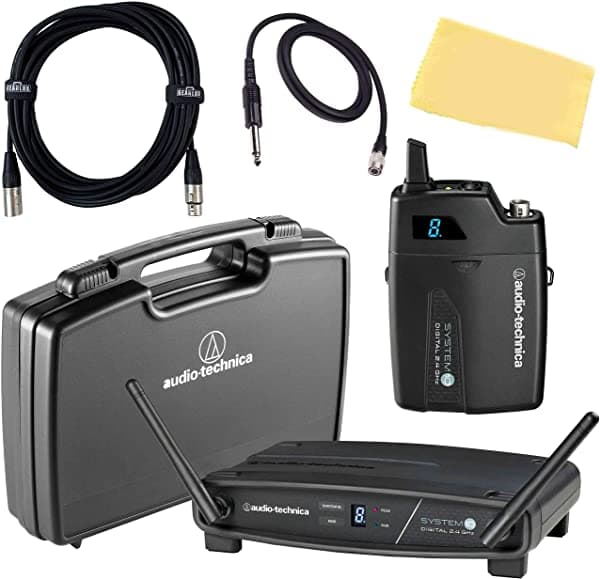 Audio-Technica ATW-1101 G System 10 sistema inalámbrico para guitarra montado en pedal, bundle con ATW-RC2, estuche de transporte, cable XLR y Austin Bazaar ATW-1101G-COMBO-DLX