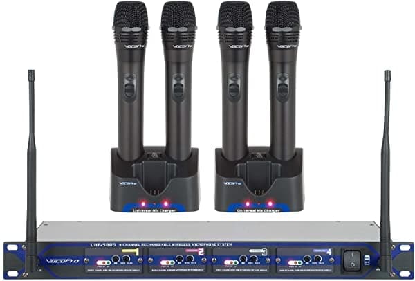Vocopro Uhf-5805 - 10 Profesional Recargables 4 Canales Uhf Micrófono Inalámbrico (900Mhz) Frecuencia