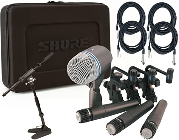 Shure DMK57-52 Kit de Micrófonos para Batería con (3) SM57, (1) Beta 52 y (4) Cables XLR de 20', 1 Mini Bo DMK5752 BUNDLE