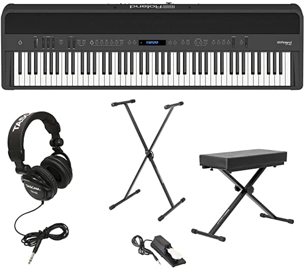 Roland Fp-90 88 Claves Modelado Sobrenatural Piano De Piano Digital Portátil Bundillo Auriculares Bench & Pedal